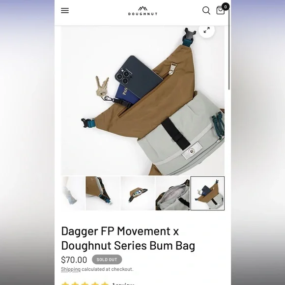 Dagger FP Movement x Doughnut Series Bum Bag, Khaki & Gray - Brand New w/o Tags! - Picture 9 of 10